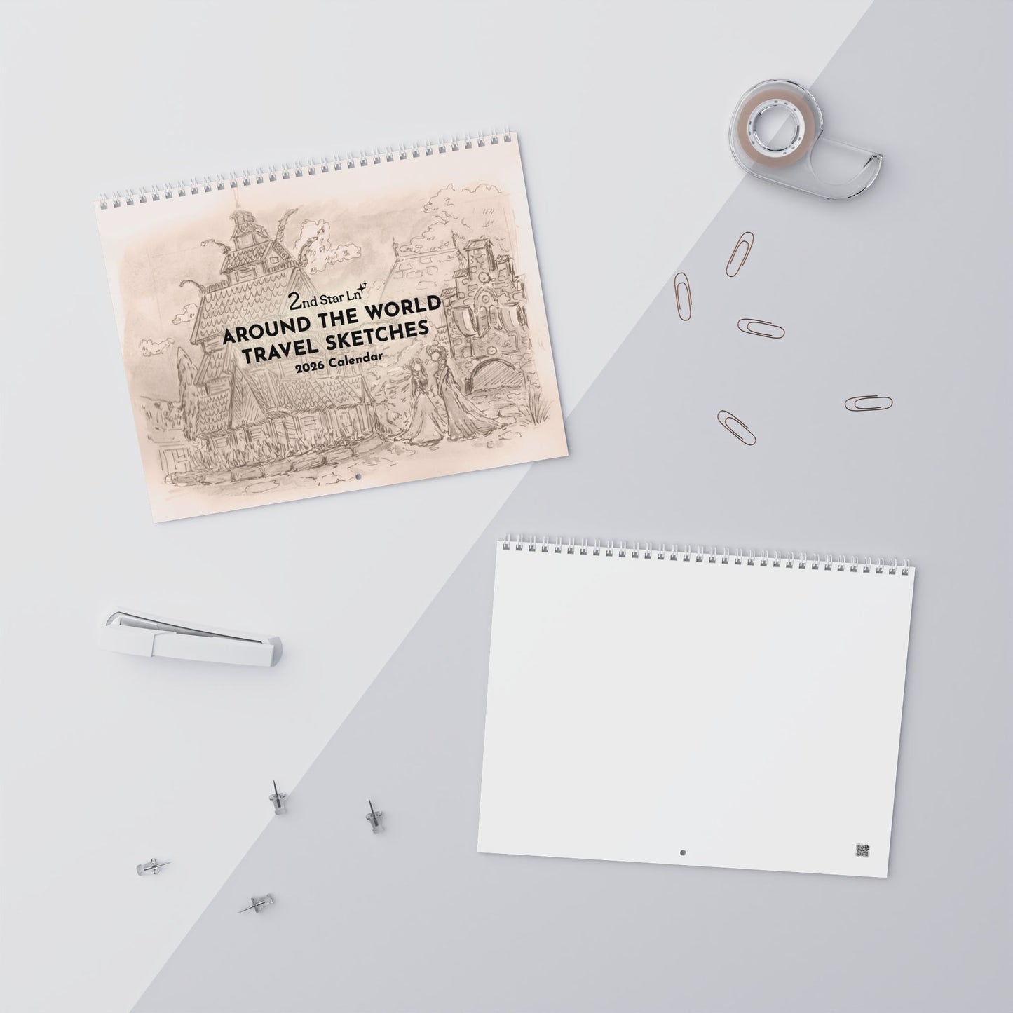 Around the World Travel Sketches 2026 12-Month Calendar