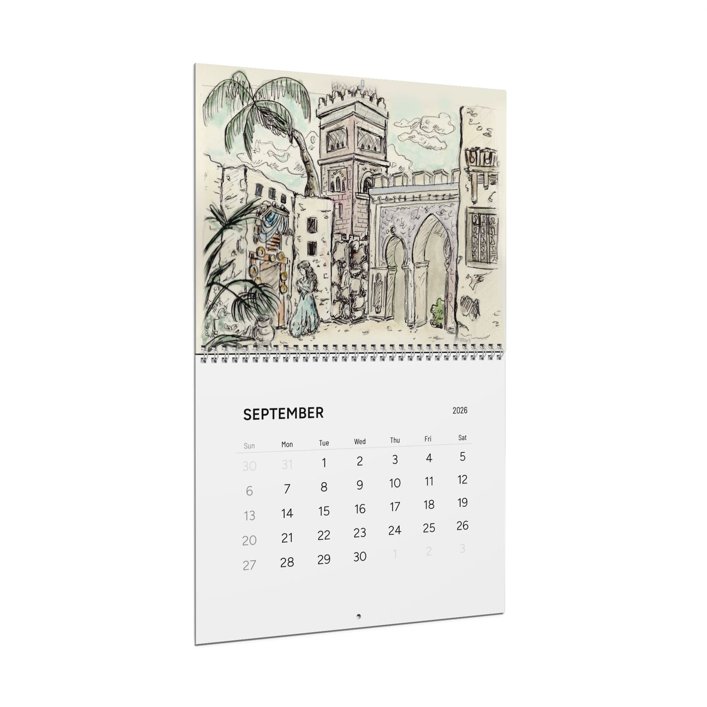 Around the World Travel Sketches 2026 12-Month Calendar